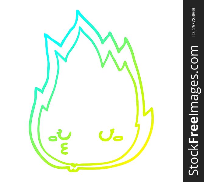 Cold Gradient Line Drawing Cute Cartoon Fire