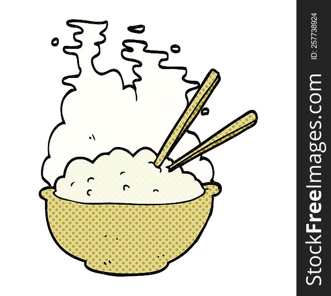 freehand drawn cartoon bowl of hot rice
