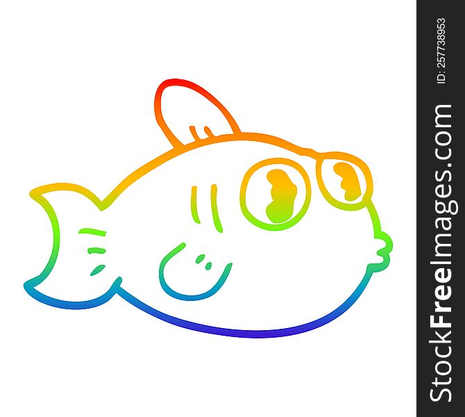 Rainbow Gradient Line Drawing Cartoon Fish