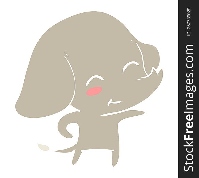 Cute Flat Color Style Cartoon Elephant