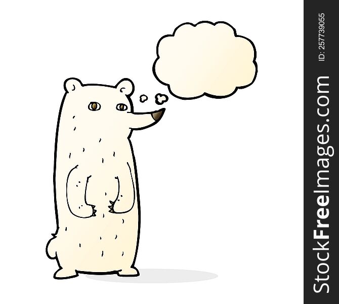 funny cartoon polar bear with thought bubble
