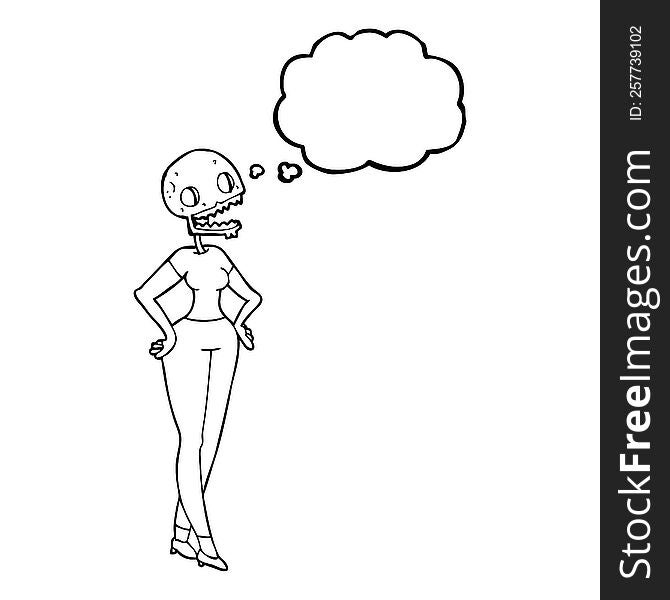 Thought Bubble Cartoon Zombie Woman