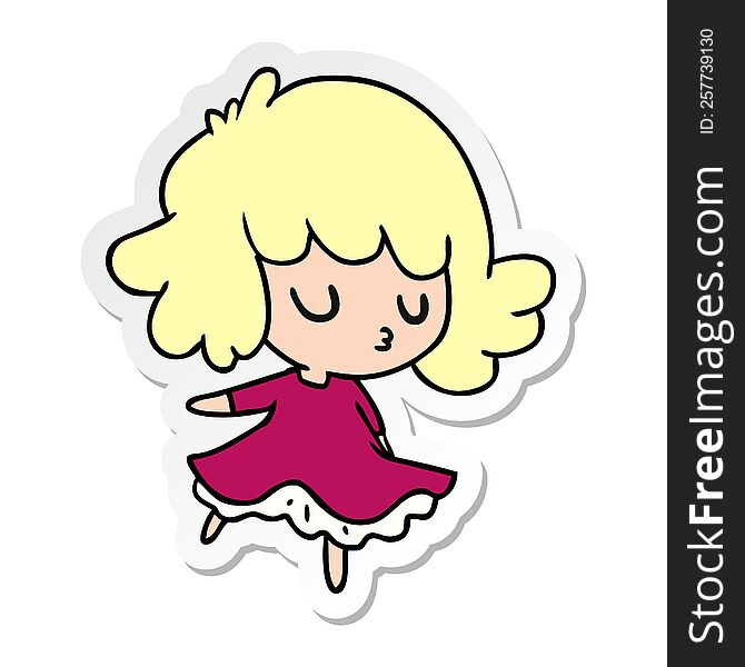 Sticker Cartoon Of A Cute Kawaii Girl