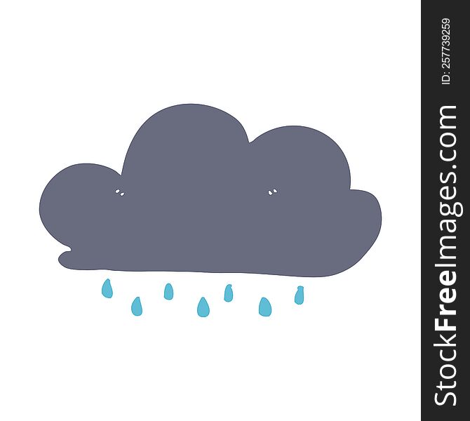 Flat Color Style Cartoon Rain Cloud