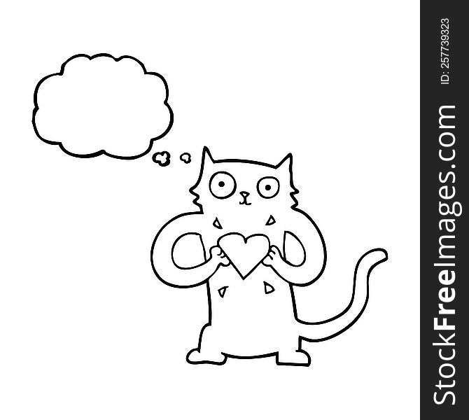 Thought Bubble Cartoon Cat With Love Heart