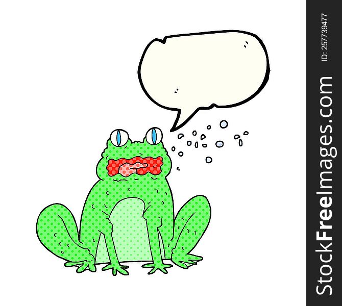 freehand drawn comic book speech bubble cartoon burping frog