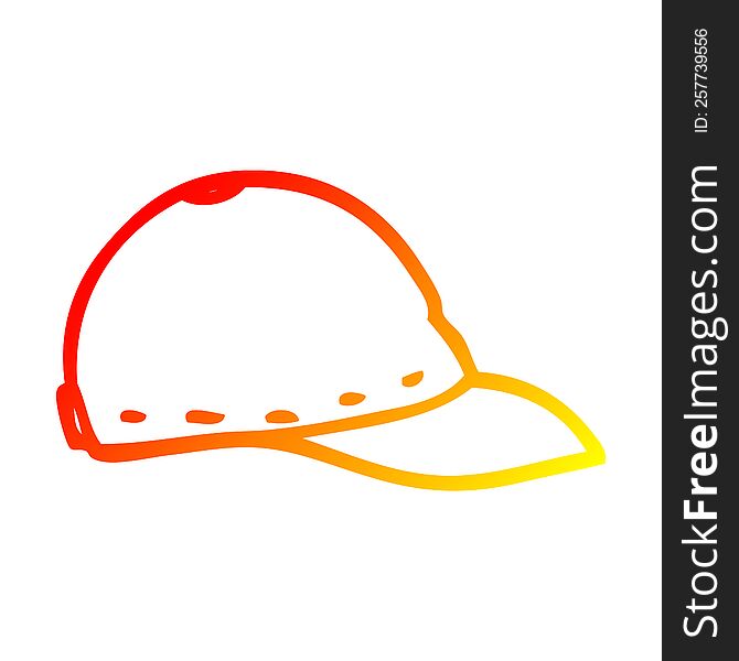 Warm Gradient Line Drawing Cartoon Baseball Cap