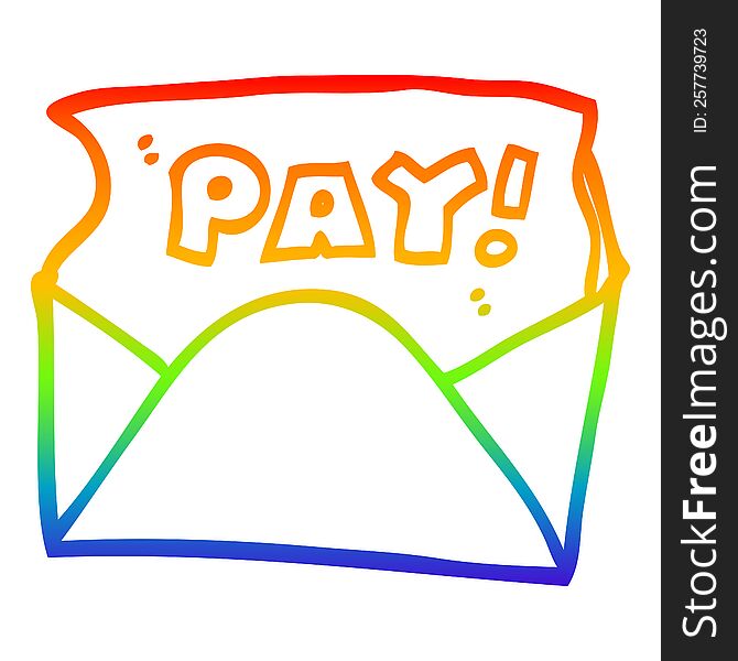 rainbow gradient line drawing cartoon pay packet