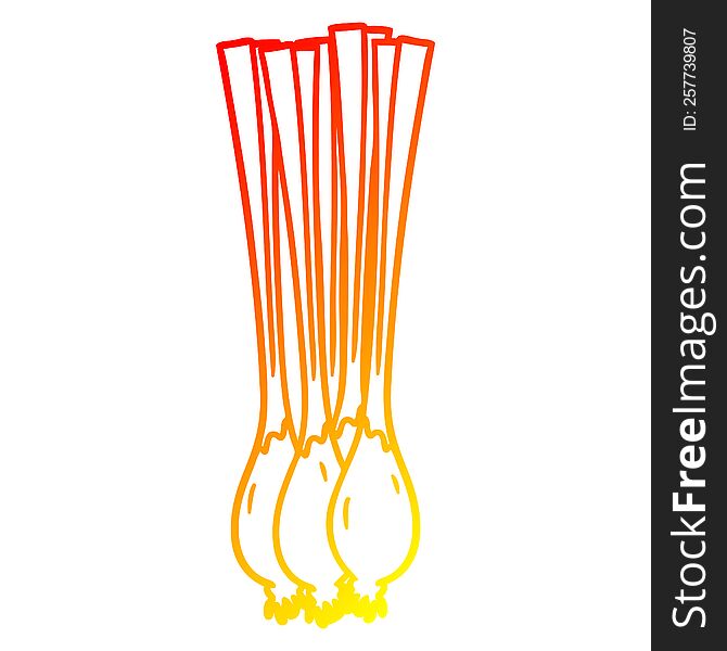warm gradient line drawing of a cartoon spring onions