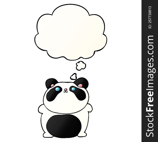Cartoon Panda And Thought Bubble In Smooth Gradient Style