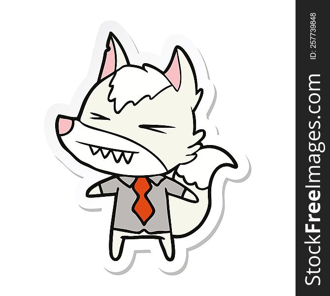 sticker of a angry wolf boss cartoon