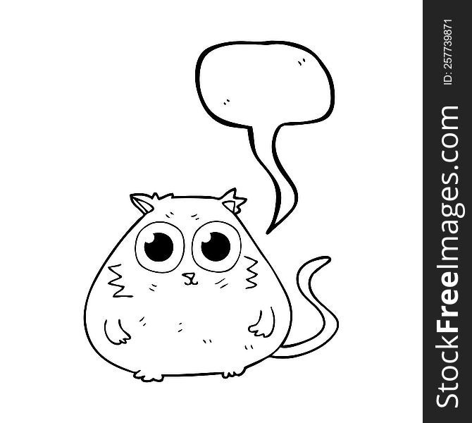 speech bubble cartoon cat with big pretty eyes