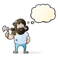 Free Cartoon Lumberjack With Axe With Thought Bubble Stock Images - 257740164