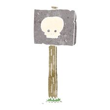 Cartoon Spooky Skull Signpost Royalty Free Stock Images
