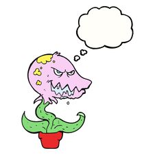 Thought Bubble Cartoon Monster Plant Royalty Free Stock Photography