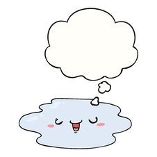 Cartoon Puddle With Face And Thought Bubble Stock Images