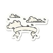 Grunge Sticker Of Tattoo Style Floating Clouds Stock Photo