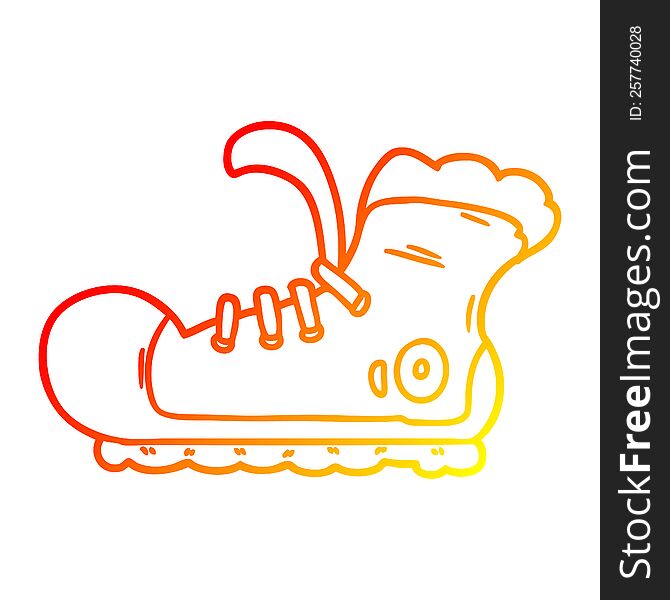 warm gradient line drawing of a cartoon sneaker