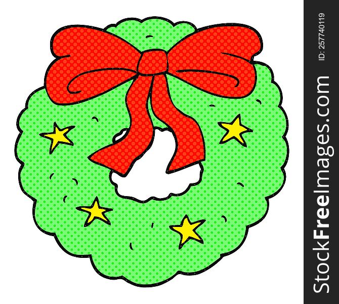 freehand drawn cartoon christmas wreath