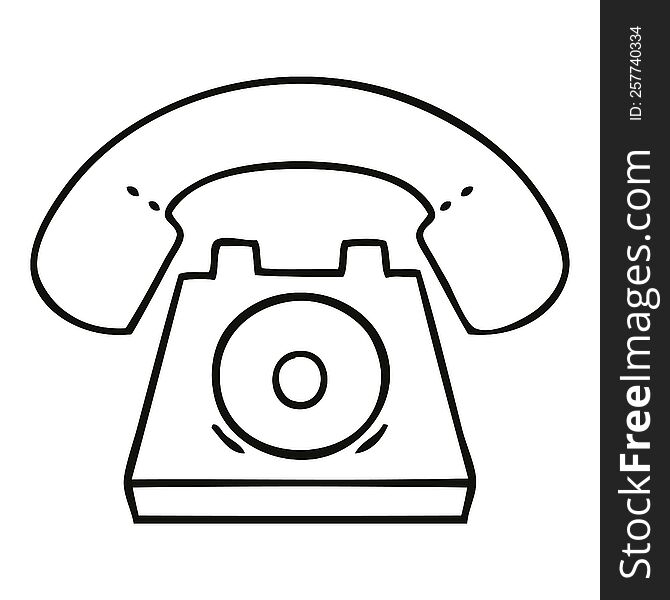 line drawing cartoon of a old telephone
