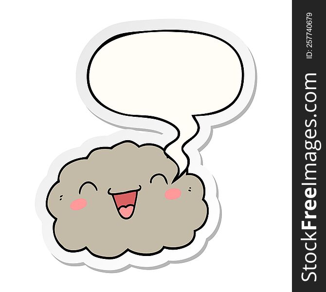 Happy Cartoon Cloud And Speech Bubble Sticker