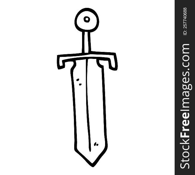 Line Drawing Cartoon Bronze Sword