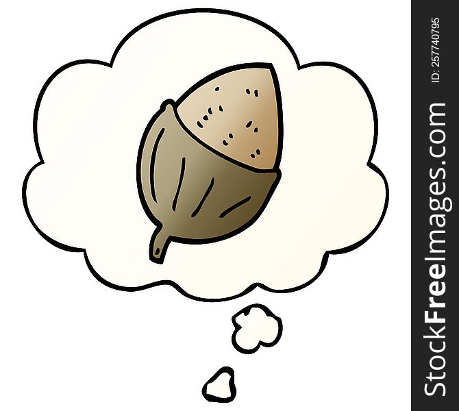 cartoon acorn with thought bubble in smooth gradient style