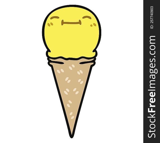 Quirky Hand Drawn Cartoon Happy Ice Cream