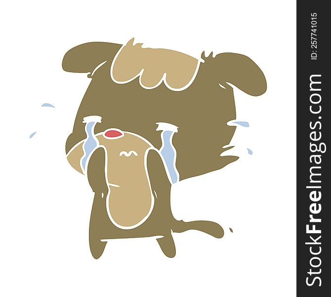 flat color style cartoon sad dog crying