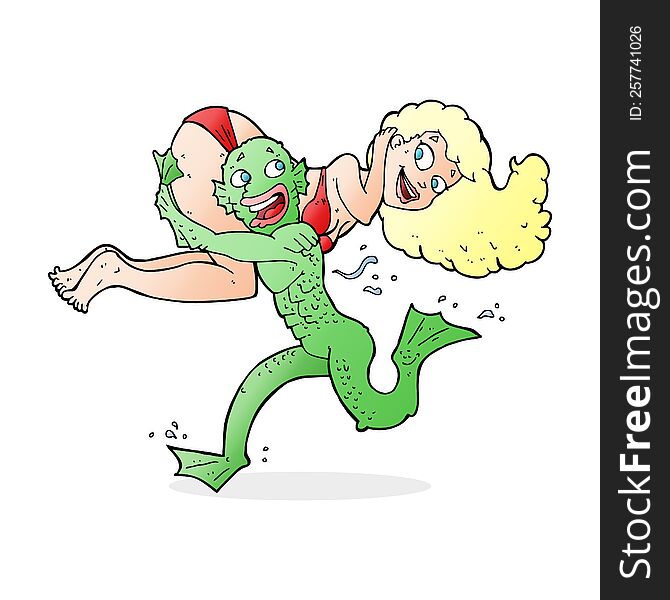 cartoon swamp monster carrying girl in bikini