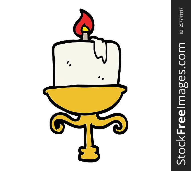 hand drawn doodle style cartoon old candlestick