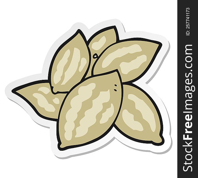 sticker of a cartoon almonds