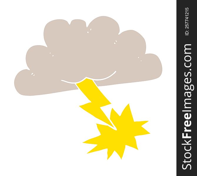 Flat Color Illustration Of A Cartoon Storm Cloud