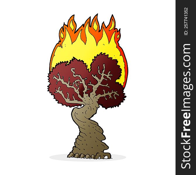 cartoon burning tree