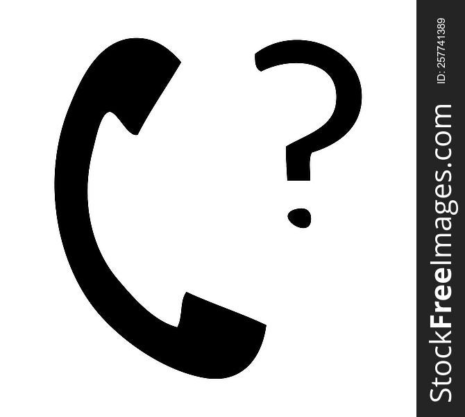 flat symbol telephone receiver with question mark