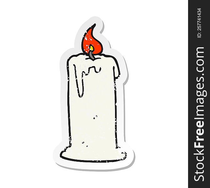 retro distressed sticker of a cartoon burning candle
