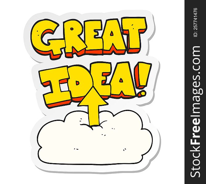 Sticker Of A Cartoon Upload To The Cloud