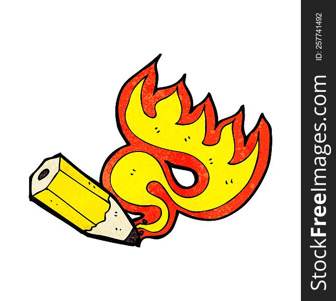 cartoon red hot pencil flaming