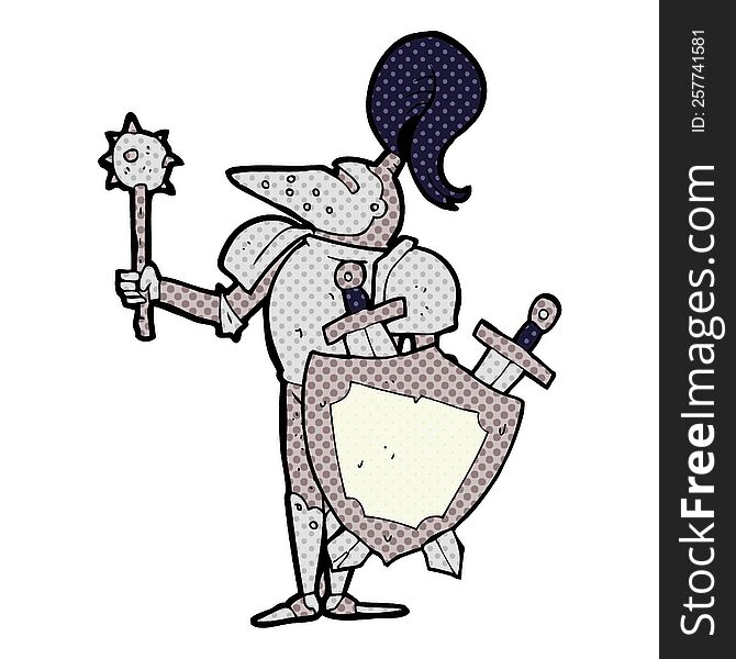 freehand drawn cartoon medieval knight with shield