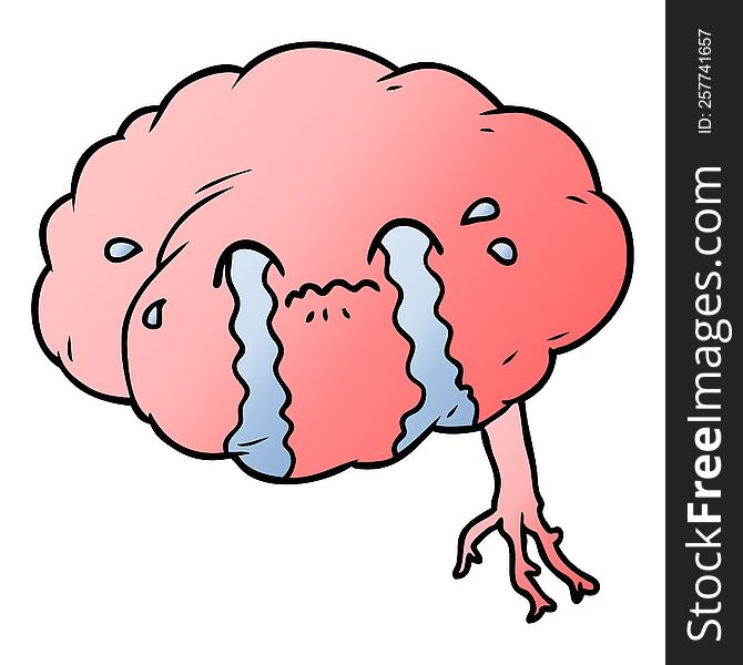 cartoon brain with headache. cartoon brain with headache