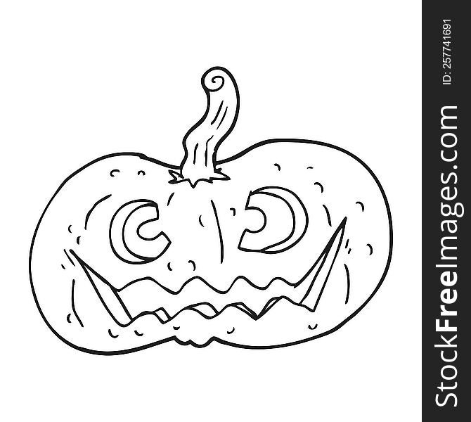 Black And White Cartoon Halloween Pumpkin