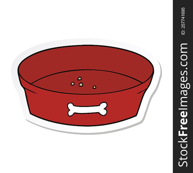 sticker of a cartoon empty dog food bowl