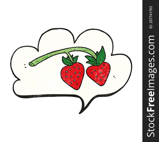 freehand speech bubble textured cartoon strawberries