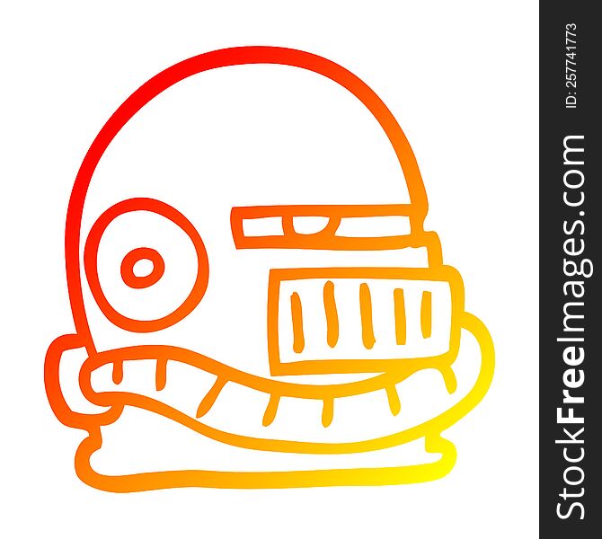 warm gradient line drawing of a cartoon futuristic helmet