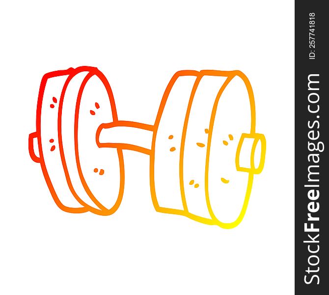 warm gradient line drawing of a cartoon weights