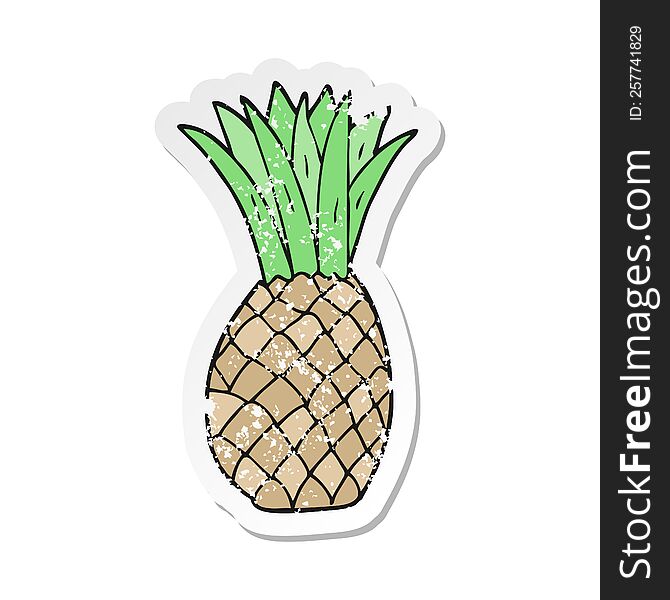 distressed sticker of a cartoon pineapple