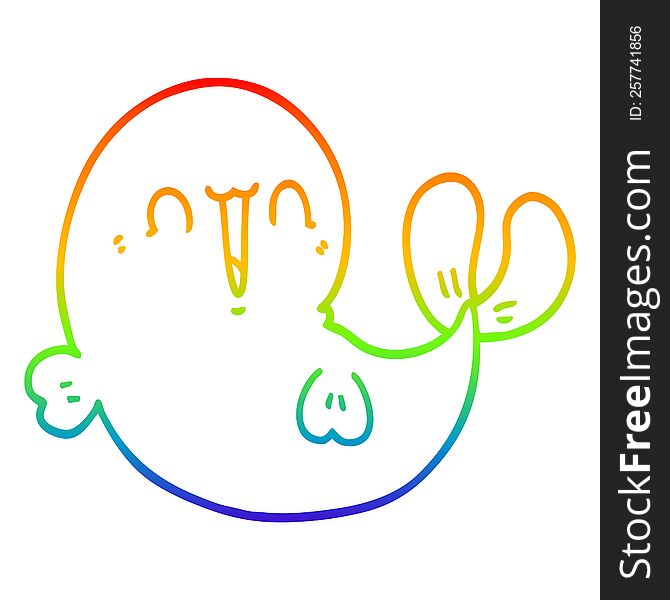 Rainbow Gradient Line Drawing Cute Cartoon Whale