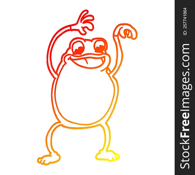 Warm Gradient Line Drawing Cartoon Frog