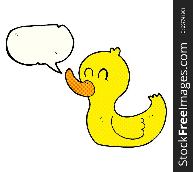 freehand drawn comic book speech bubble cartoon cute duck