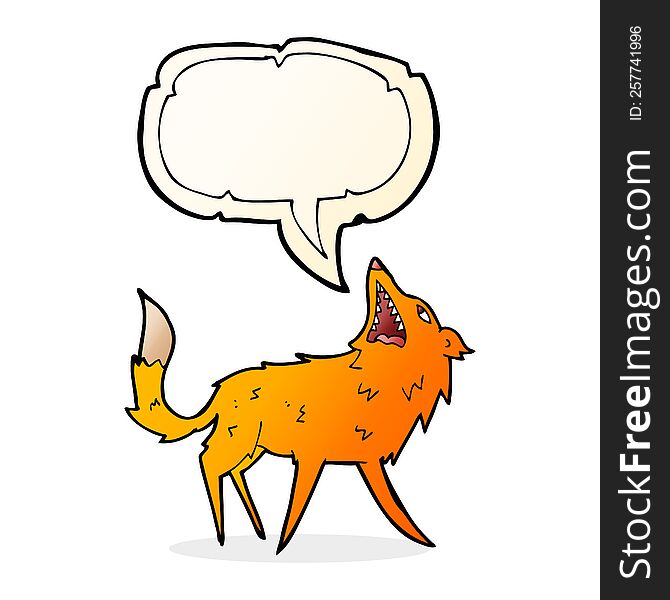 Cartoon Snapping Fox With Speech Bubble